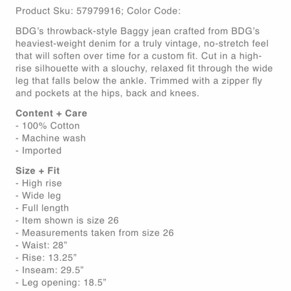 Sz 26 BDG Extreme Baggy Construction Jeans - Picture 12 of 16